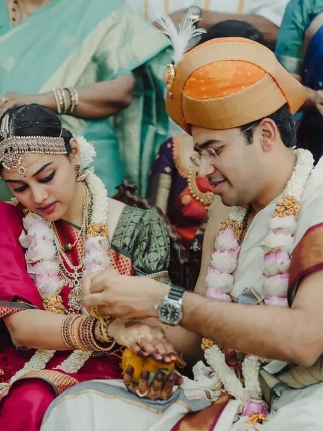 BJP MP Tejasvi Surya Ties the Knot with Musician-Dancer Sivasri Skandaprasad in Traditional Bengaluru Wedding