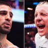 Pimblett vs Topuria face-off promo, UFC superfight showdown tension build-up