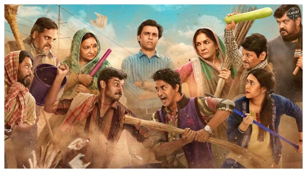 Panchayat Season 4 poster showing main cast and village backdrop